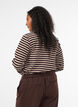 Gestreifte Bluse mit langen &Auml;rmeln, Braun, Model image number 2