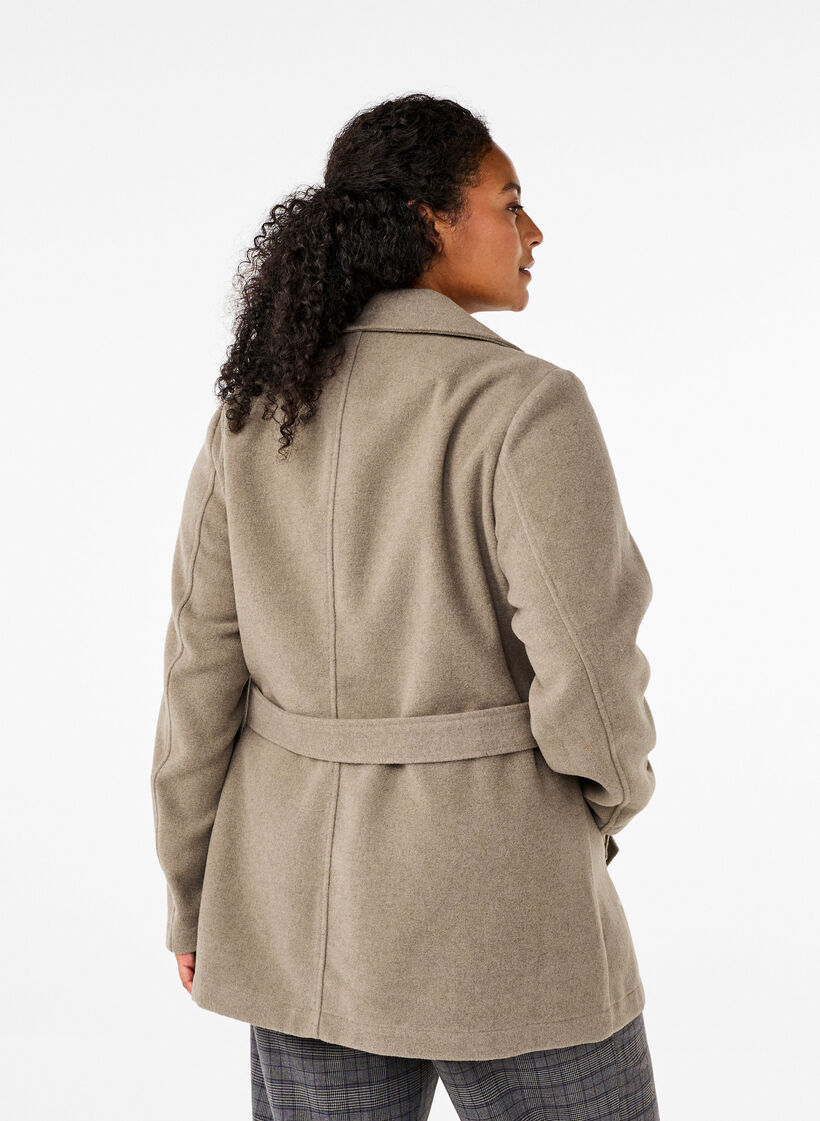 Kurze Wolljacke mit Gürtel, Desert Taupe Mel., Model image number 1