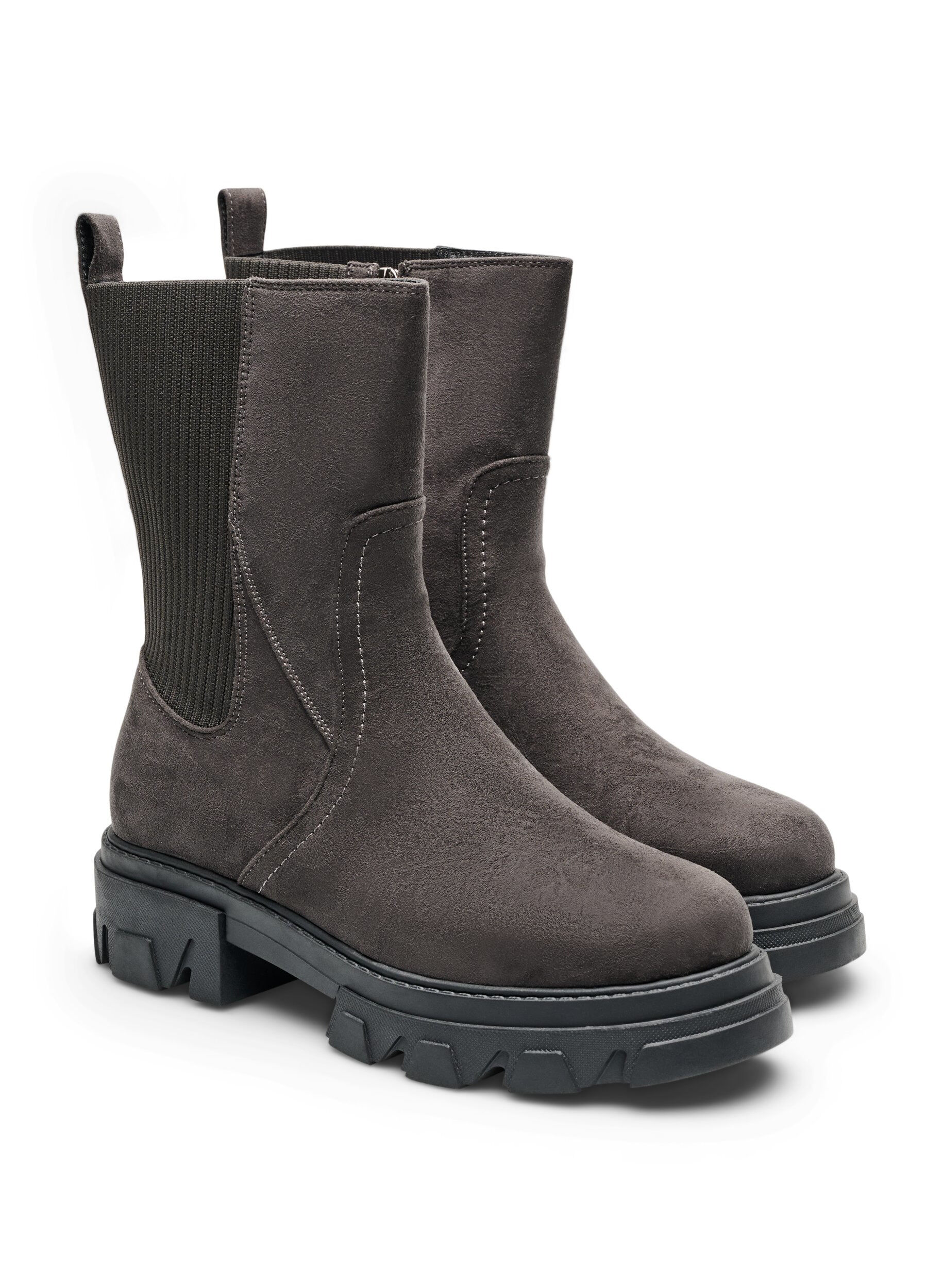 ZizziChunky-Stiefel aus Kunstwildleder, Braun, Packshot image number 1