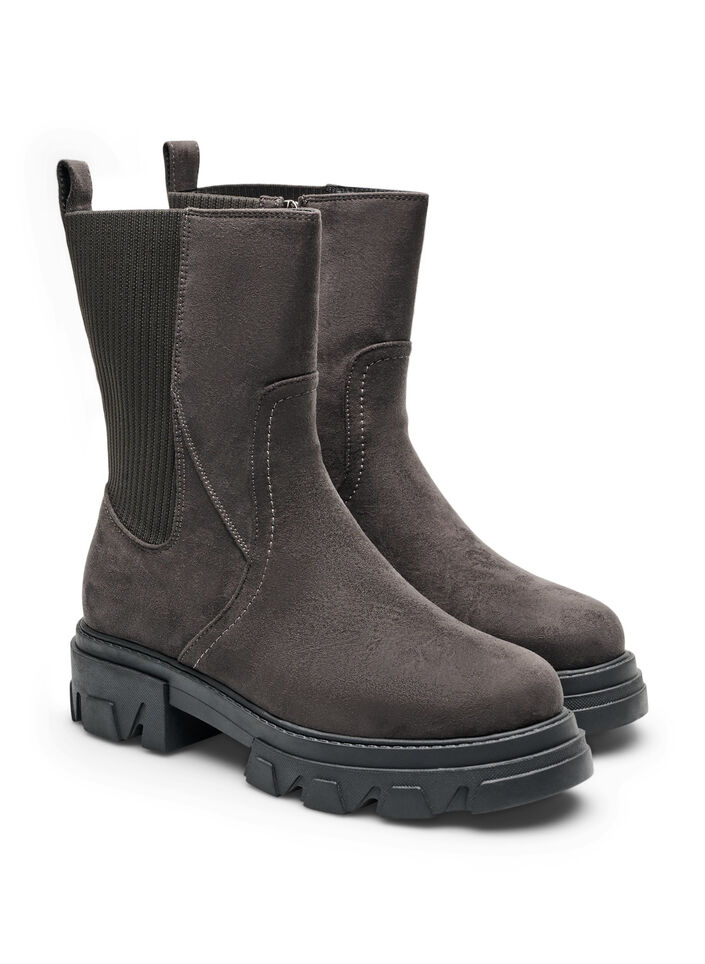 Chunky-Stiefel aus Kunstwildleder, Braun, Packshot image number 1