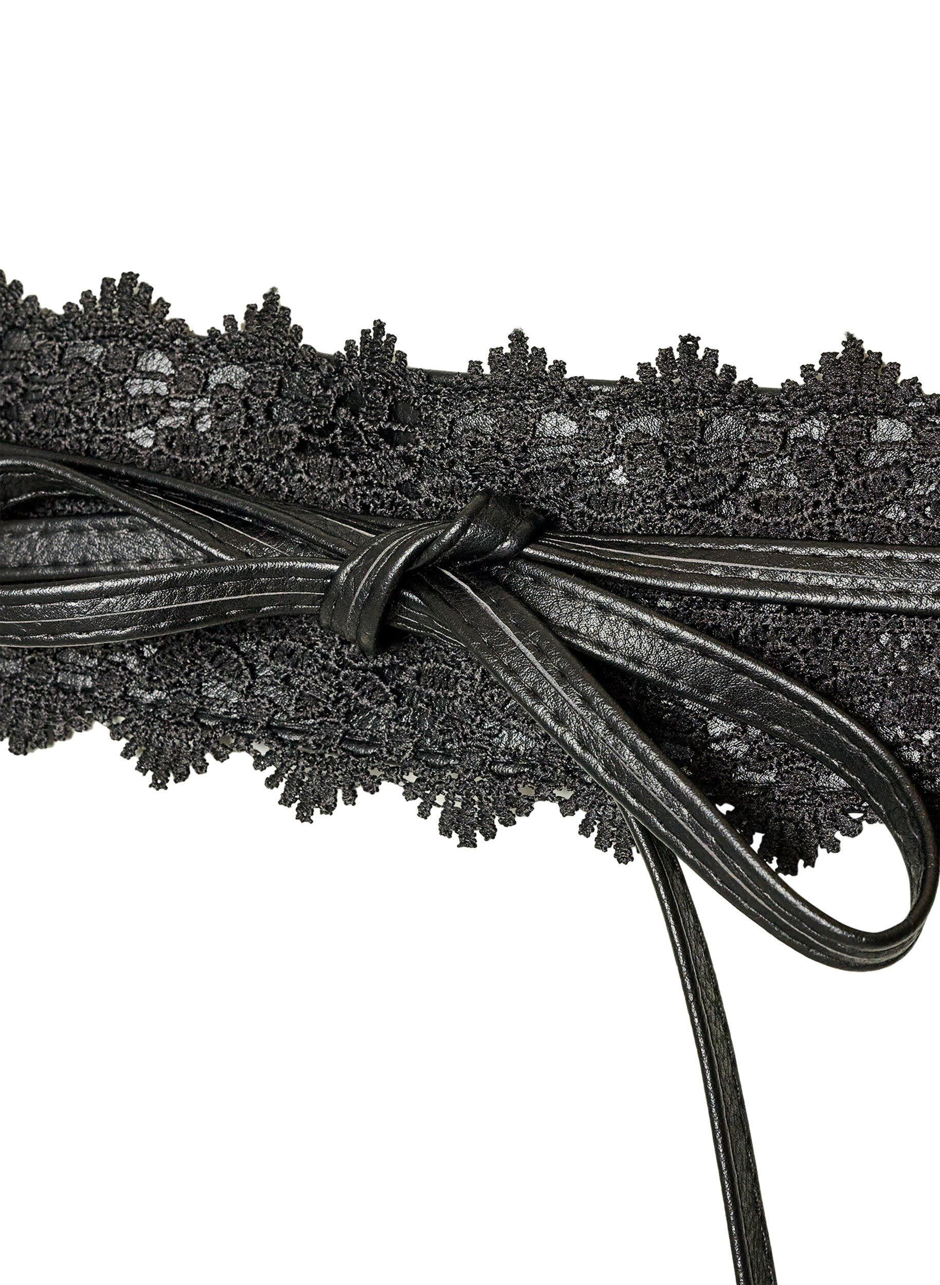 ZizziTailleng&uuml;rtel mit Spitze und Bindeband, Schwarz, Packshot image number 2