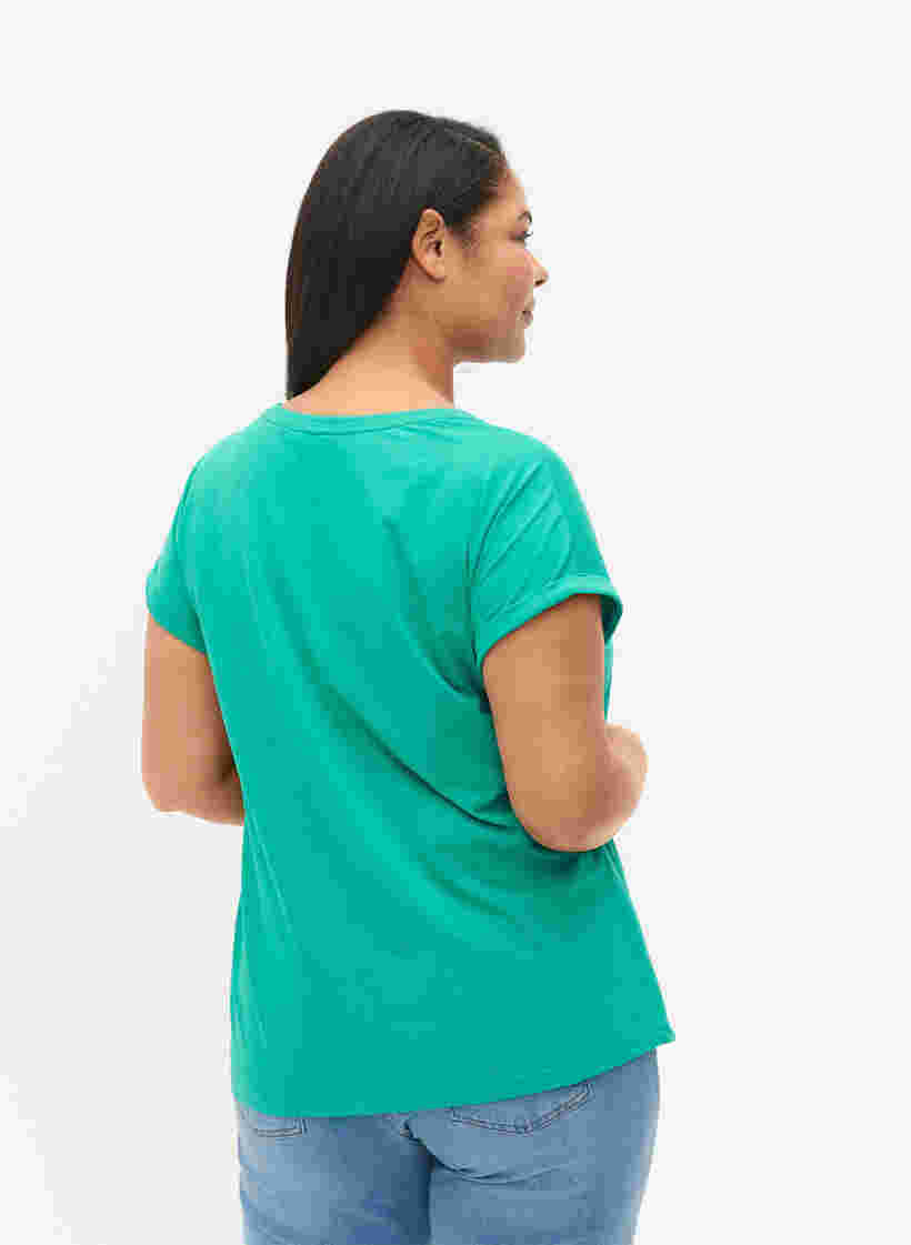Kurzärmeliges T-Shirt aus einer Baumwollmischung, Emerald Green, Model image number 1