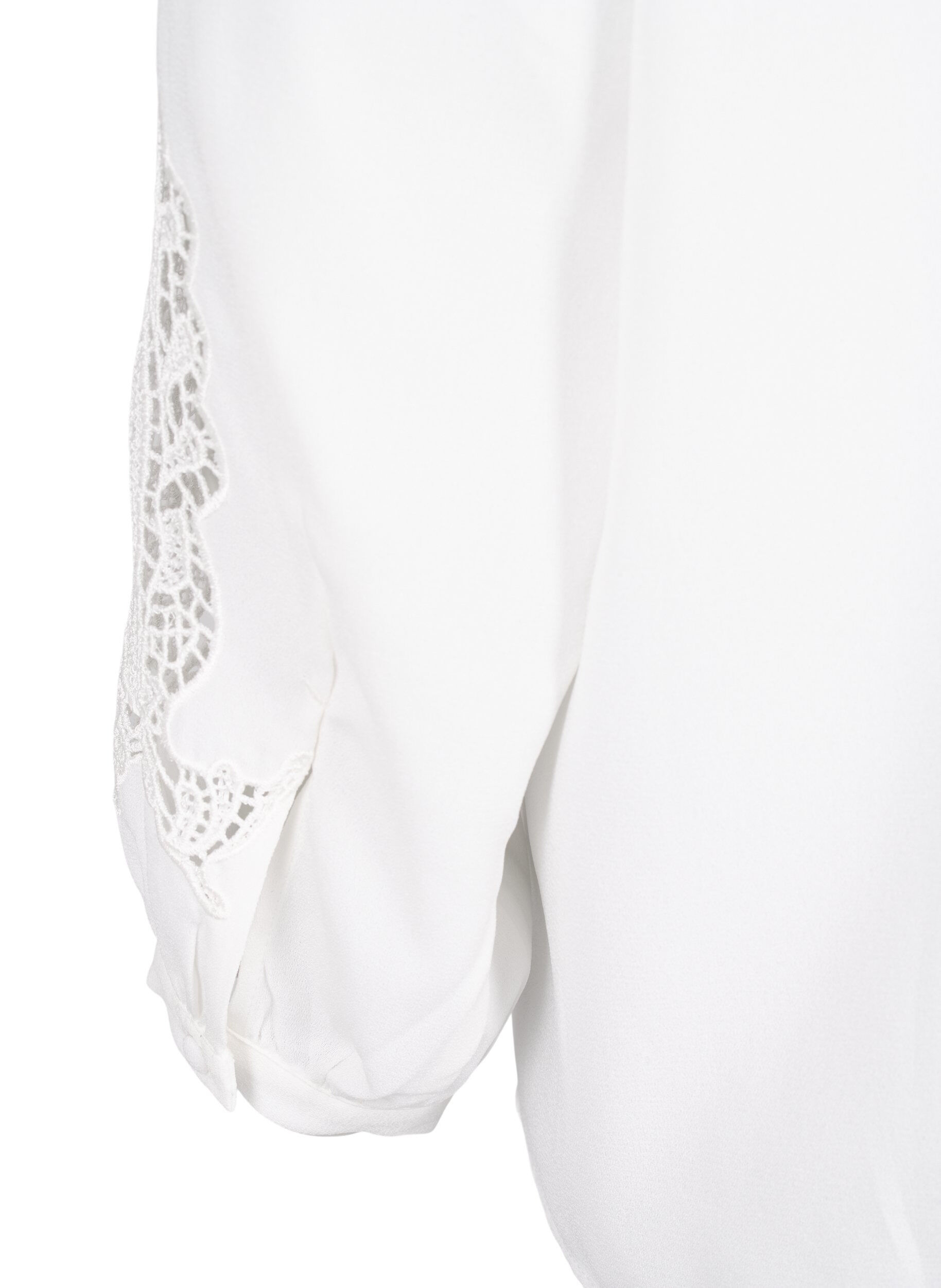 Zizzi Langarmbluse mit H&auml;keldetails, Bright White, Packshot image number 4