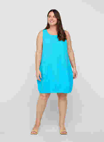 Ärmelloses Kleid aus Baumwolle, River Blue, Model image number 2