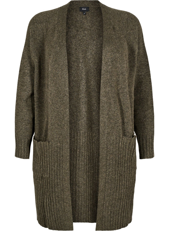 Lange Strickjacke mit Taschen, Sea Turtle Mel., Packshot image number 0