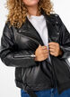 Leder-Bikerjacke mit Gürtel, Schwarz, Model image number 3