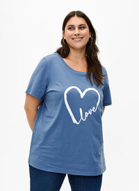 T-Shirt aus Baumwolle mit Rundhalsausschnitt und Aufdruck, Moonlight W.Heart L., Model