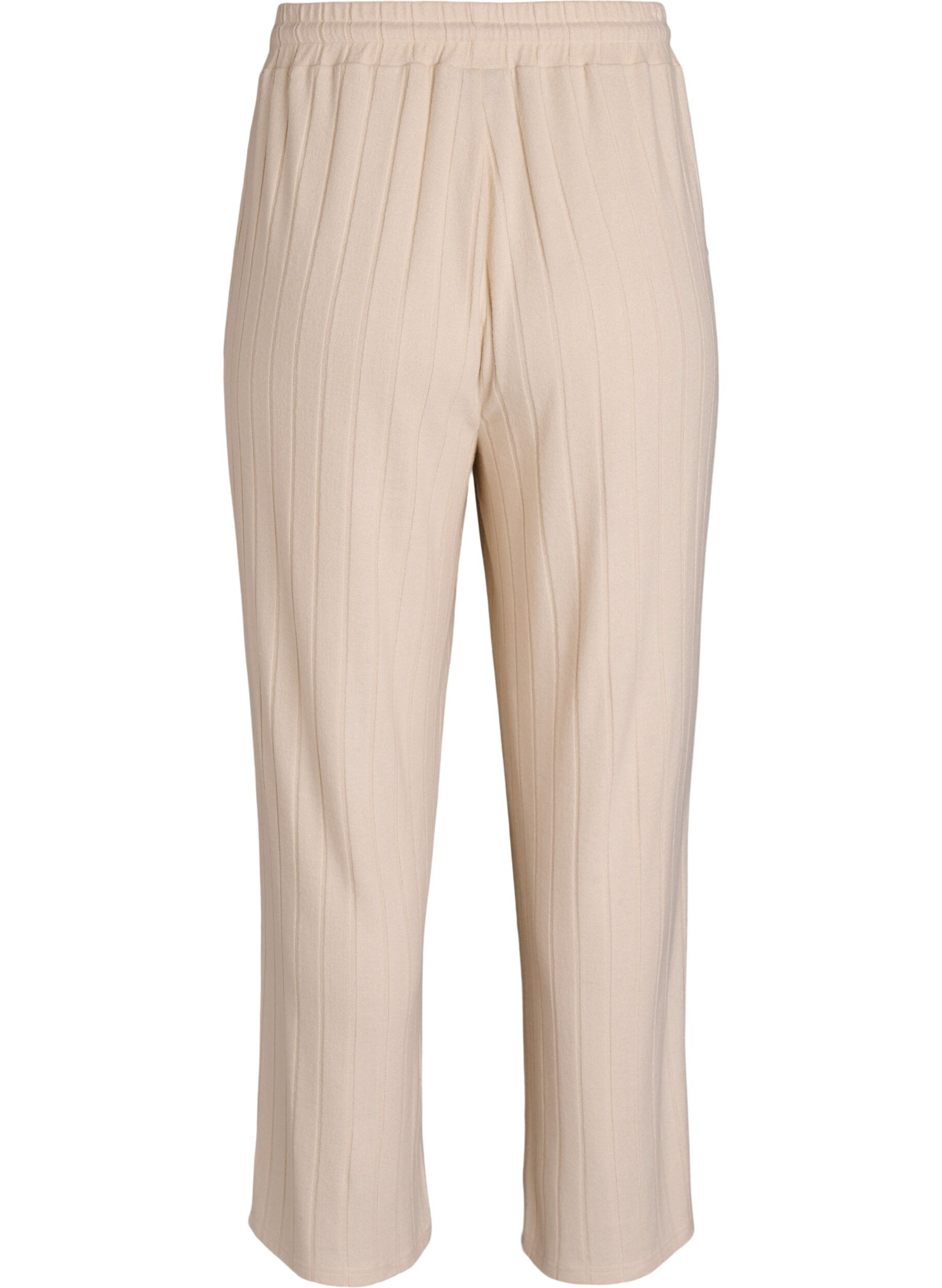 ZizziLoungehose aus geripptem Jersey mit hoher Taille, Beige, Packshot image number 1