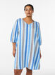 Kurzes Kleid aus Leinen und Viskose mit 3/4-&Auml;rmeln, Blau, Model image number 0