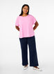 Bluse mit kurzen &Auml;rmeln und einem Rundhalsausschnitt, Pink, Model image number 1