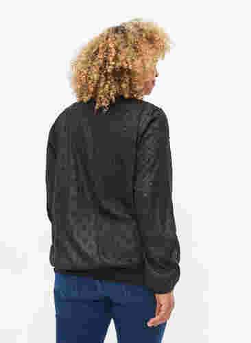 Gemusterte Bluse mit langen Ärmeln und Smock, Black, Model image number 1