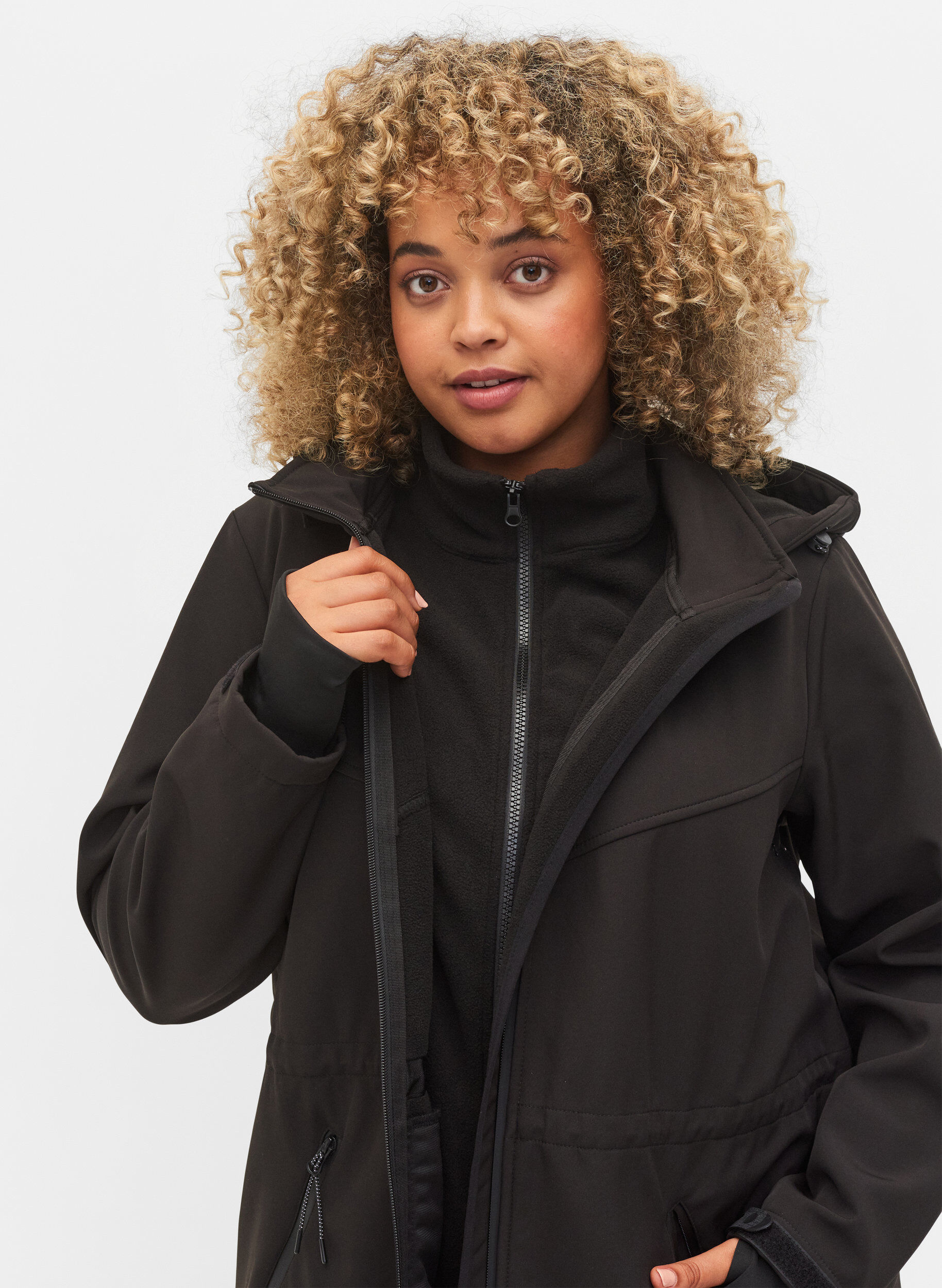 ZizziSoftshell-Jacke mit Fleece, Black Solid, Model image number 2