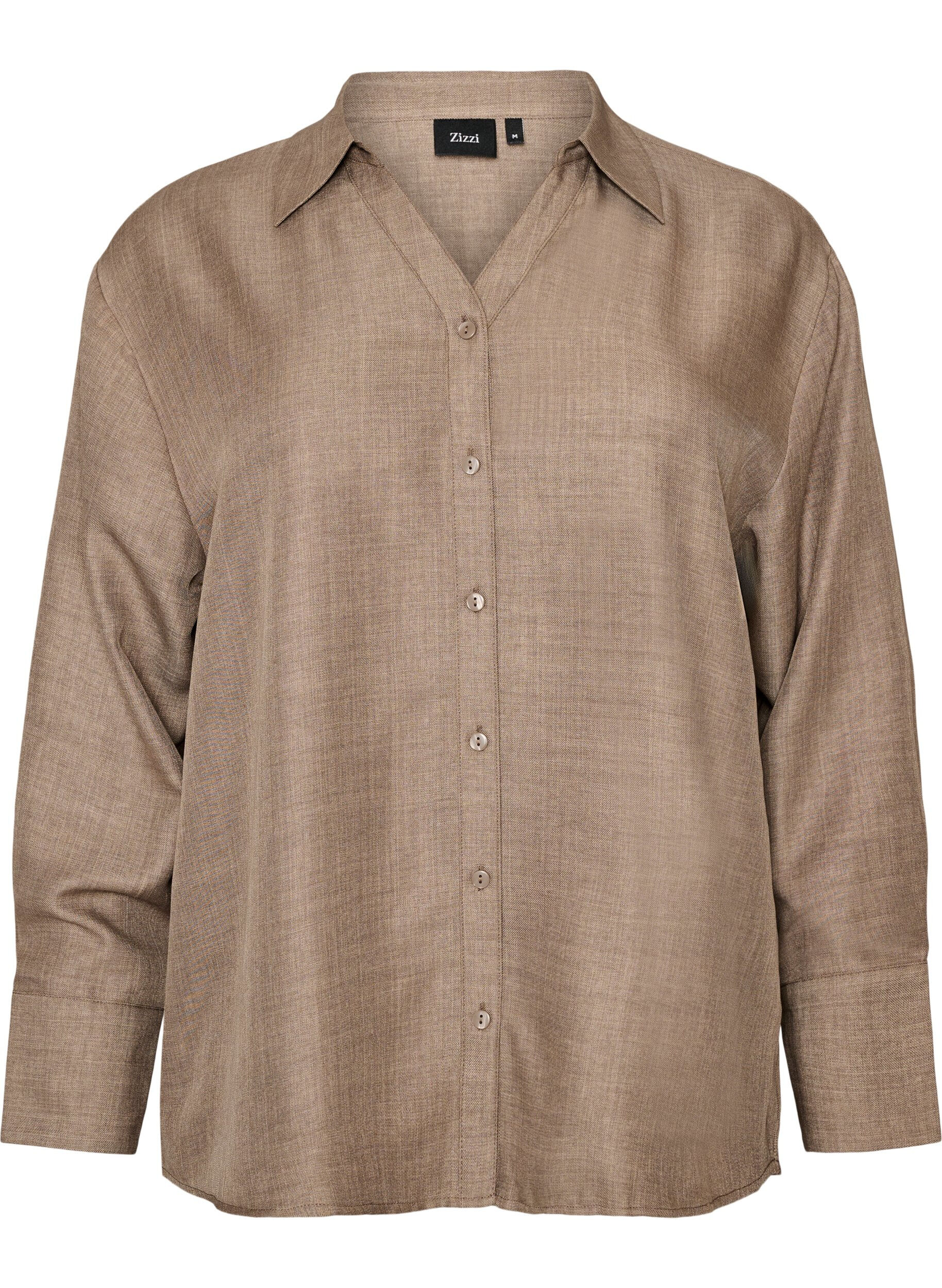 ZizziLockere Bluse mit V-Ausschnitt, Braun, Packshot image number 0