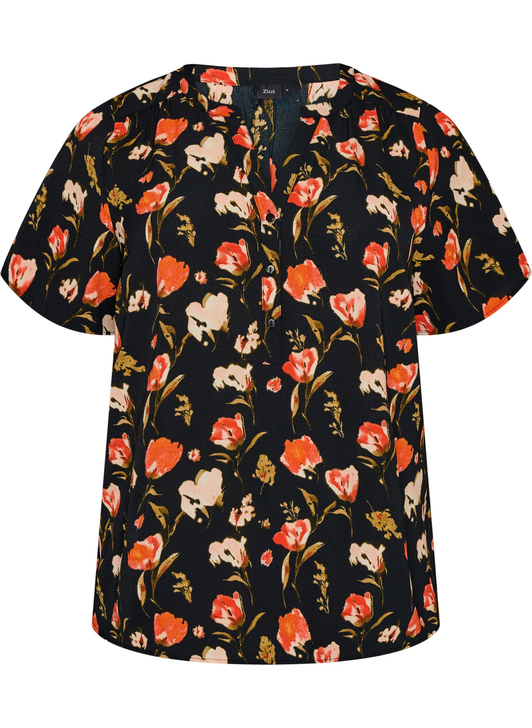 Bluse mit kurzen &Auml;rmeln und V-Ausschnitt