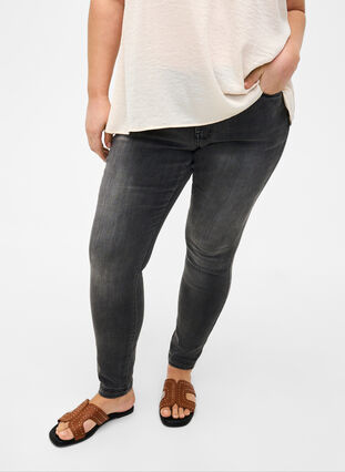 Viona Jeans mit normaler Taille, Dark Grey Denim, Model image number 2