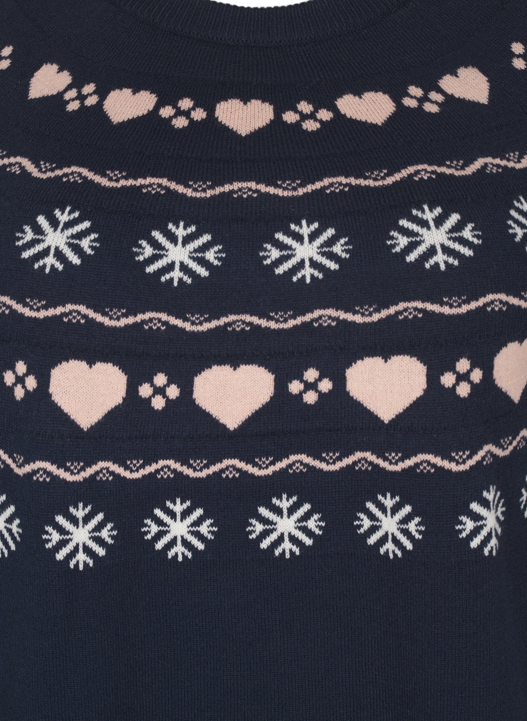 ZizziLang&auml;rmliges Stricktop mit Weihnachtsmotiv, Navy Blazer Comb, Packshot image number 2