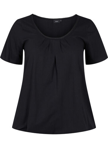 Kurzarm Baumwoll-T-Shirt, Black, Packshot image number 0