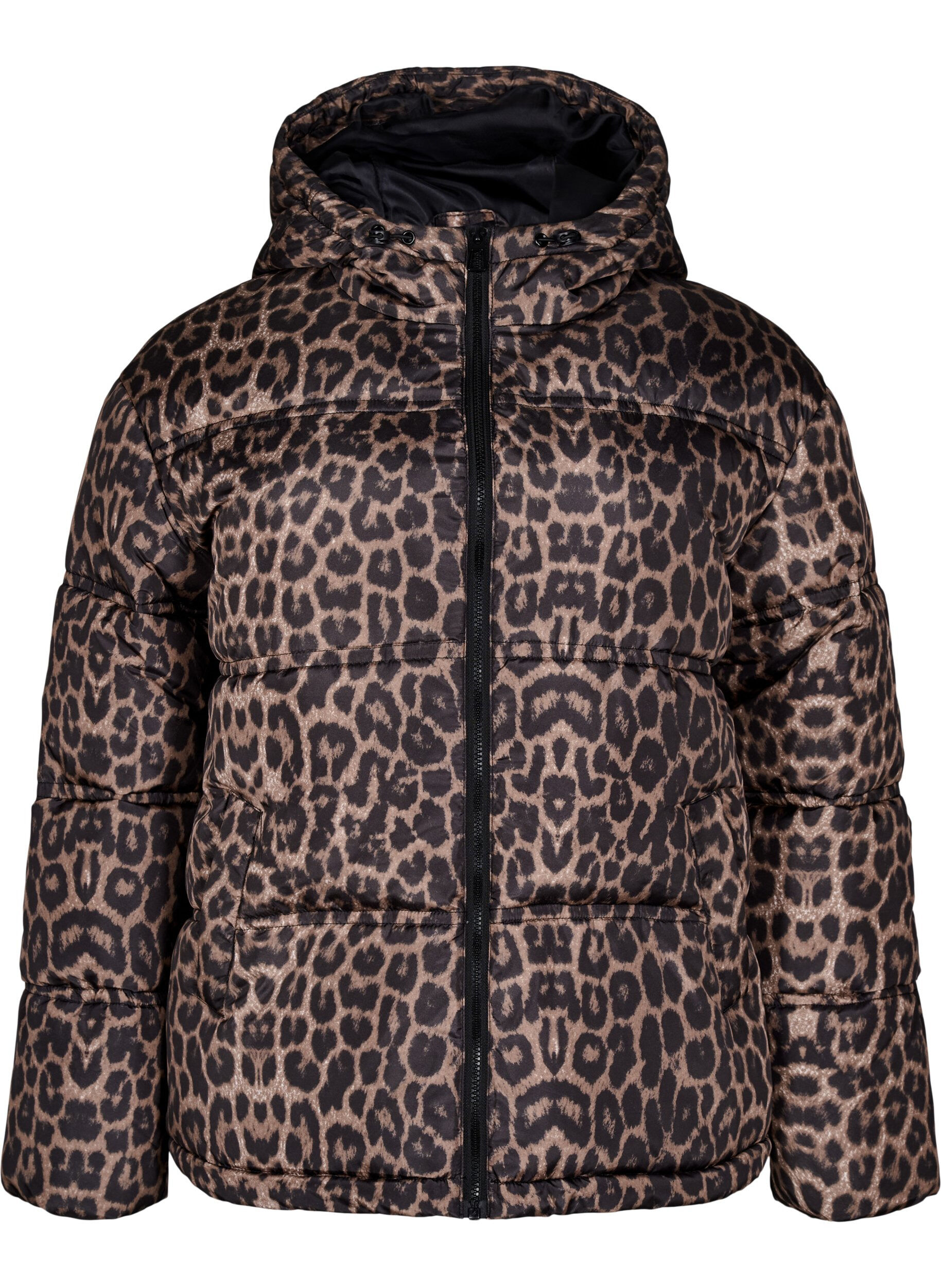 Kurze Steppjacke mit Kapuze und Zwei-Wege-Rei&szlig;verschluss