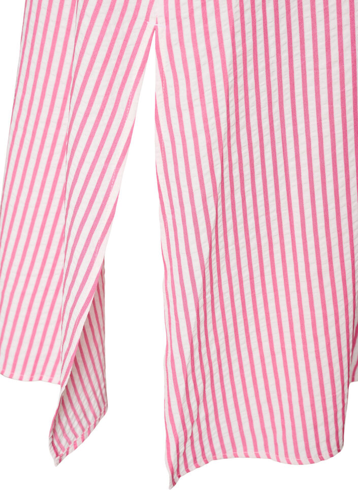 Kn&ouml;chellanges Hemdblusenkleid mit Bindeg&uuml;rtel und Streifen, Pink, Packshot image number 3