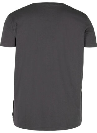Kurzarm T-Shirt aus Baumwolle mit V-Ausschnitt, Black Acid, Packshot image number 1