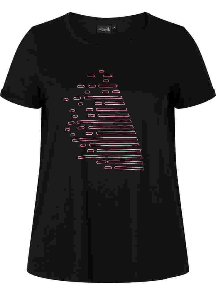 Trainings-T-Shirt mit Print, Black Diva Pink, Packshot image number 0