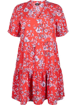 FLASH – A-Linien-Kleid mit Print, Poinsettia Flower, Packshot image number 0
