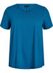 Einfarbiges basic T-Shirt aus Baumwolle, Petrol, Packshot image number 0