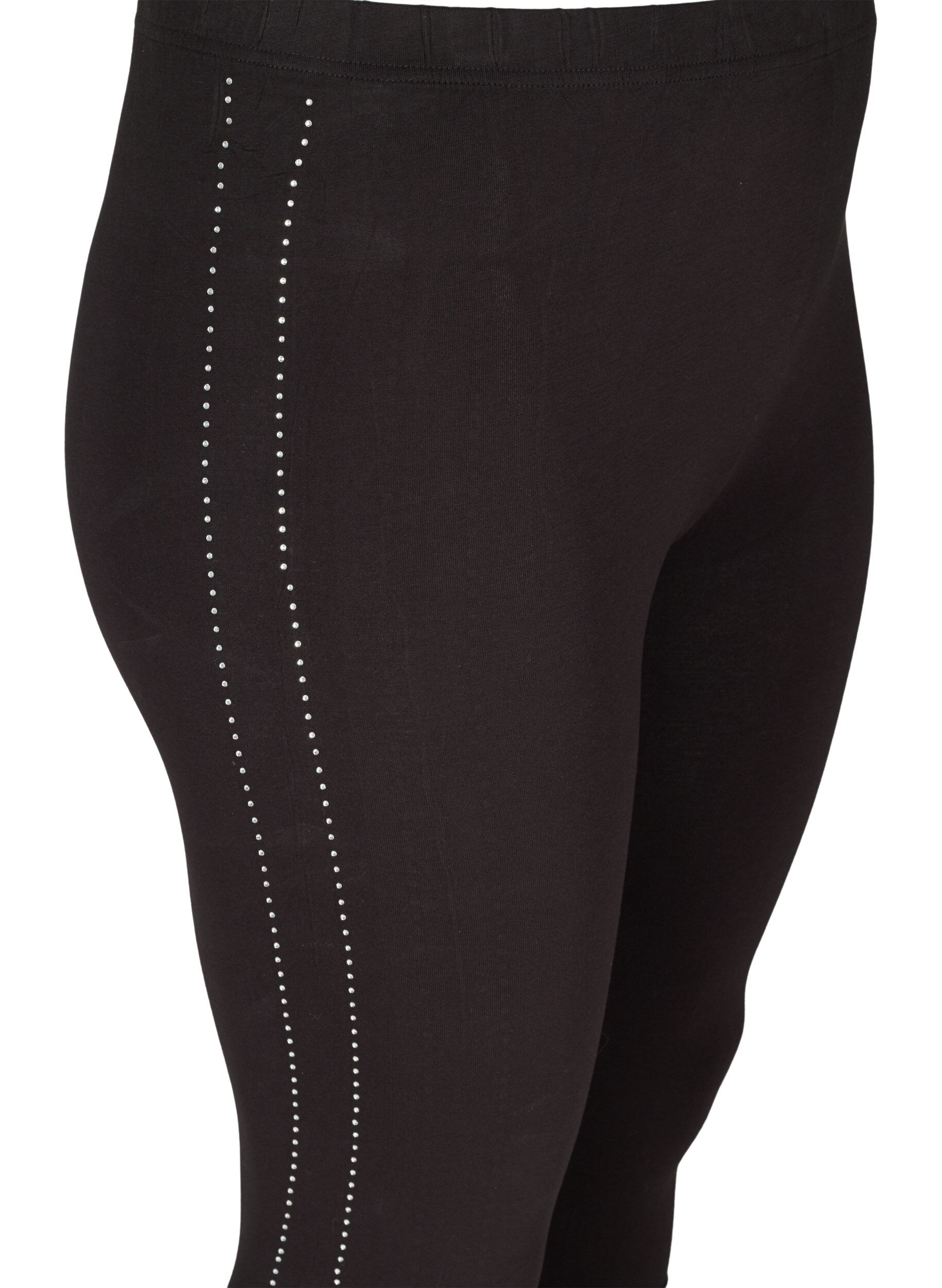 ZizziLeggings aus Viskose mit Ziersteinen an der Seite, Black, Packshot image number 2