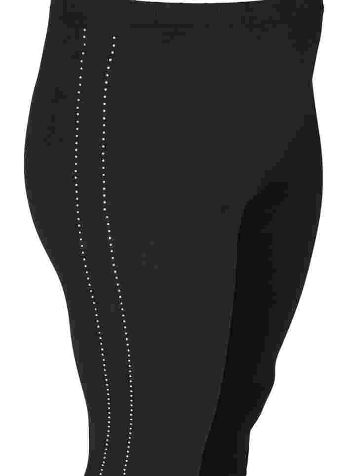 Leggings aus Viskose mit Ziersteinen an der Seite, Black, Packshot image number 2
