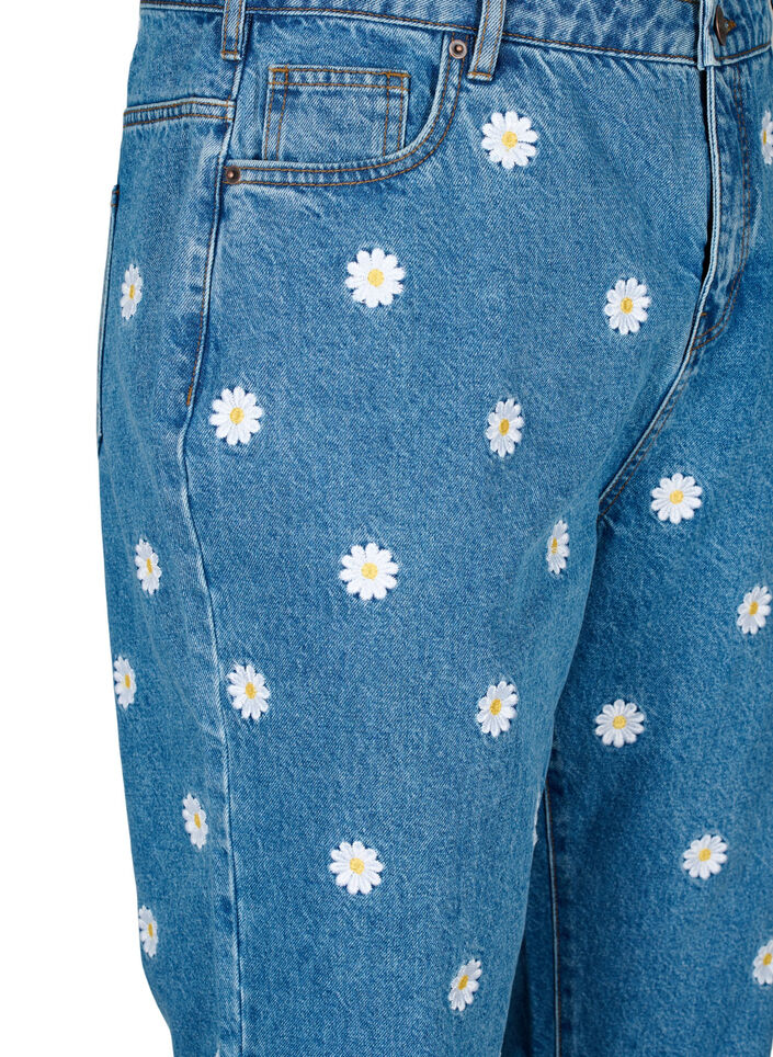  Gemma Jeans mit hoher Taille und Gänseblümchen, Blau, Packshot image number 2