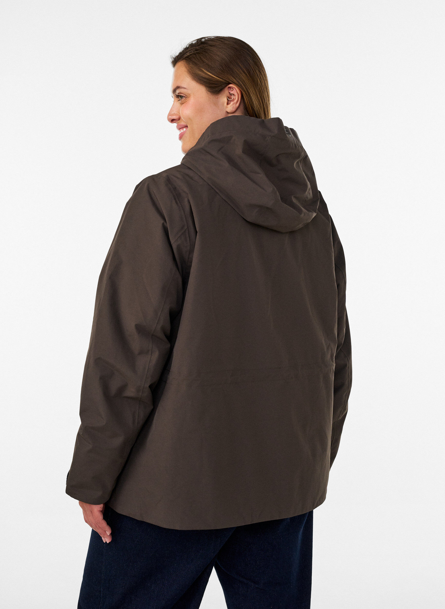 ZizziWasserdichte Winterjacke mit abnehmbarer Kapuze, Braun, Model image number 2