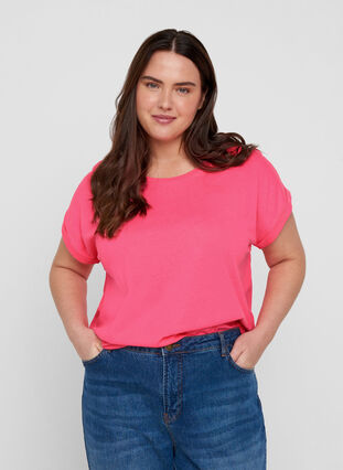 Neonfarbenes T-Shirt aus Baumwolle, Neon Pink, Model image number 0