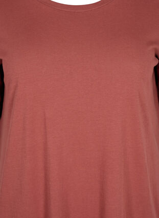 T-Shirt-Kleid aus Baumwolle mit Schlitz, Mahogany, Packshot image number 2