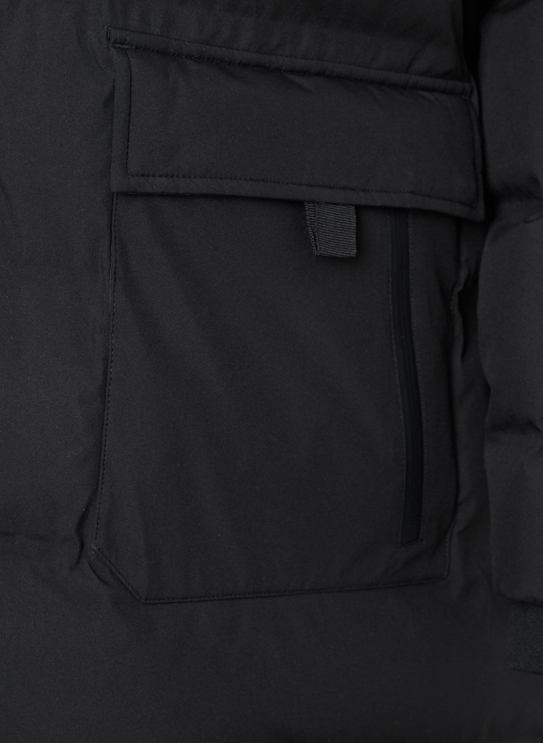 ZizziPuffermantel mit Kapuze und Taschen, Schwarz, Packshot image number 3