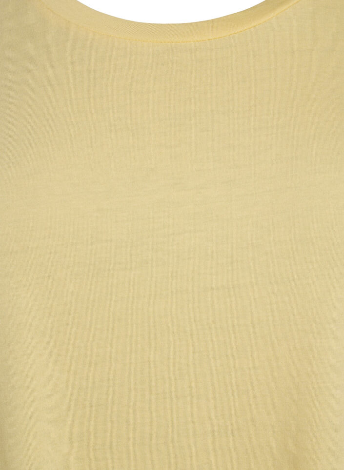 Kurzärmeliges T-Shirt aus einer Baumwollmischung, Gelb, Packshot image number 2