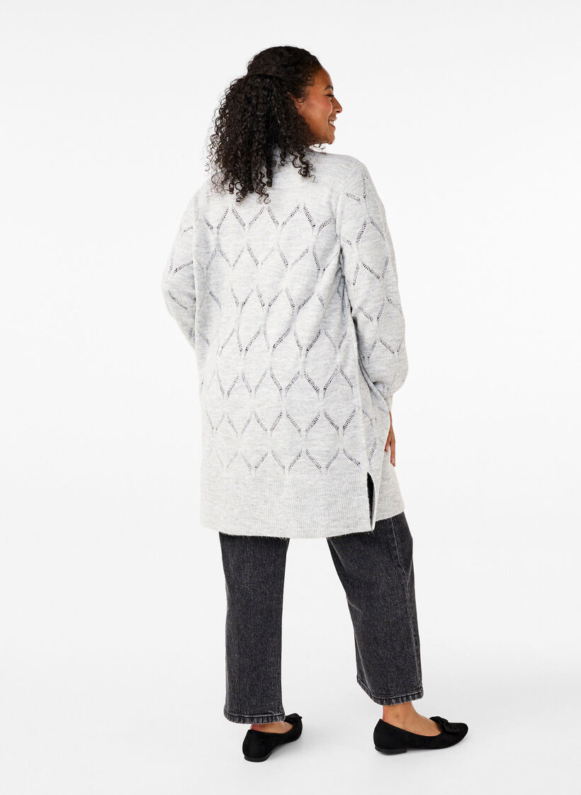 Langarm-Strickjacke, Light Grey Melange, Model image number 1