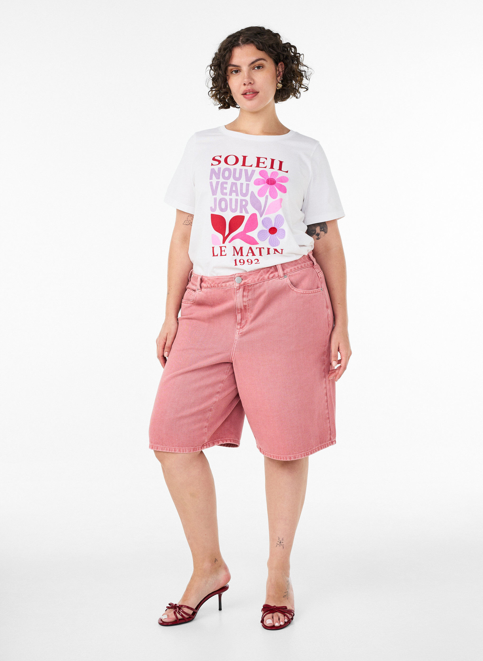 ZizziT-Shirt aus Baumwolle mit Print, Wei&szlig;, Model image number 1