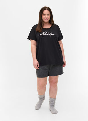 Lockere Shorts aus Baumwollmischung, Dark Grey Melange, Model image number 2