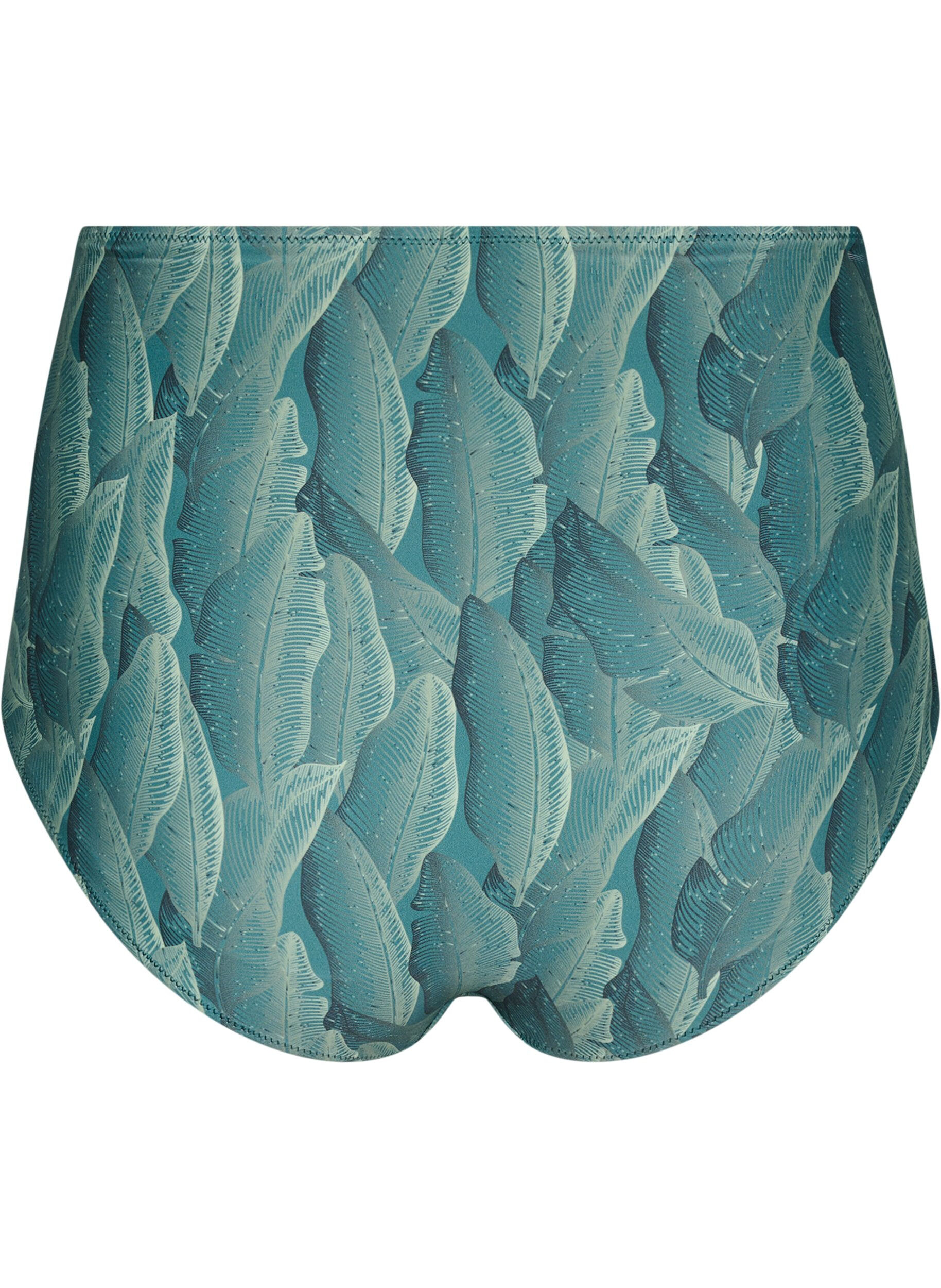 ZizziBikini-Slip mit Print und hoher Taille, Gr&uuml;n, Packshot image number 1