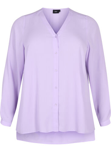 Langärmeliges Hemd mit V-Ausschnitt, Purple Rose, Packshot image number 0
