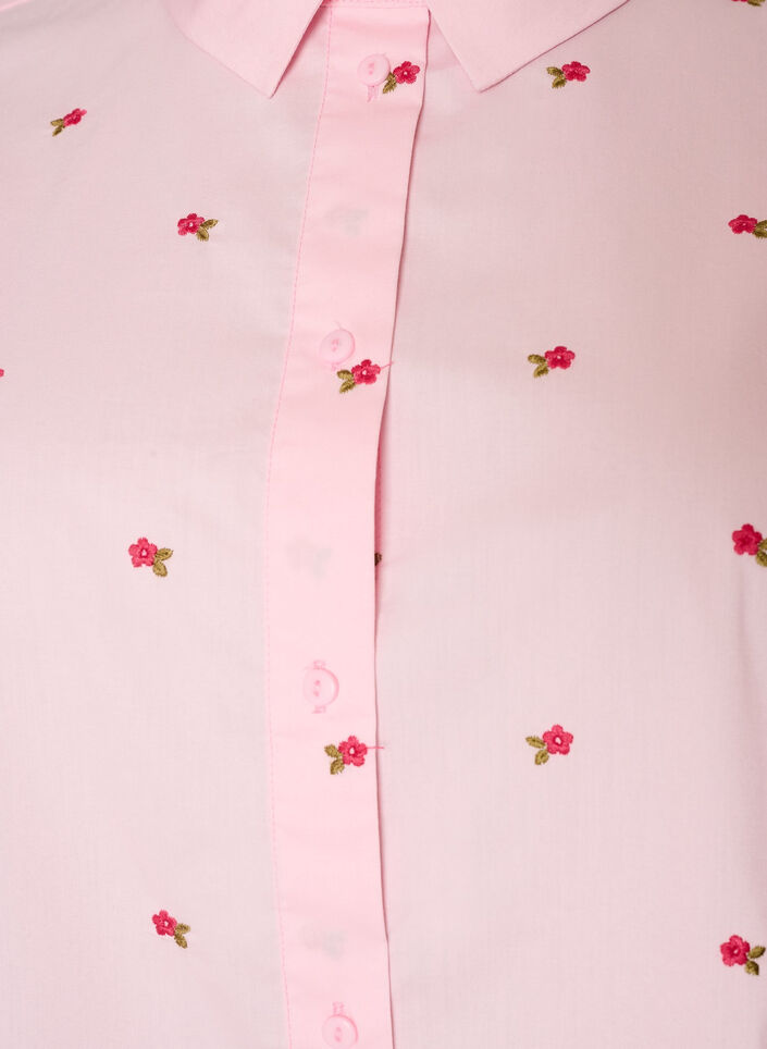 Hemdbluse mit Blumenstickerei, Pink, Packshot image number 2
