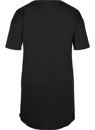 T-Shirt-Kleid aus Baumwolle mit Printdetails, Black w. Gold, Packshot image number 1