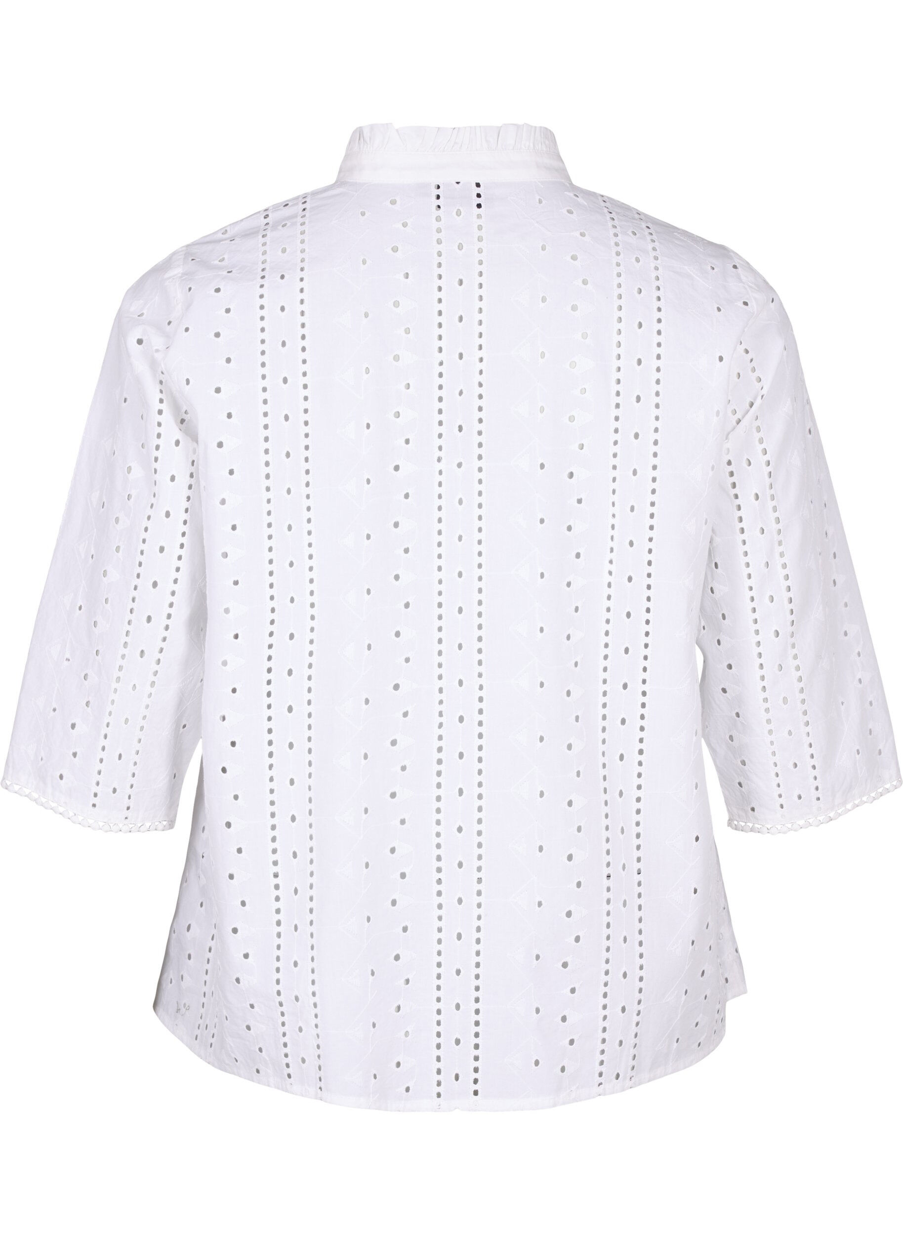 ZizziBaumwollshirt mit Lochmuster, Bright White, Packshot image number 1