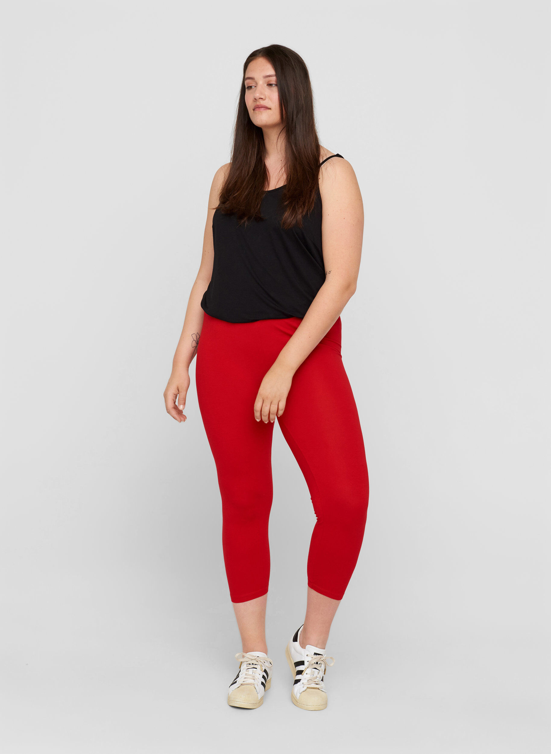 ZizziBasic 3/4-Leggings , Tango Red, Model image number 0