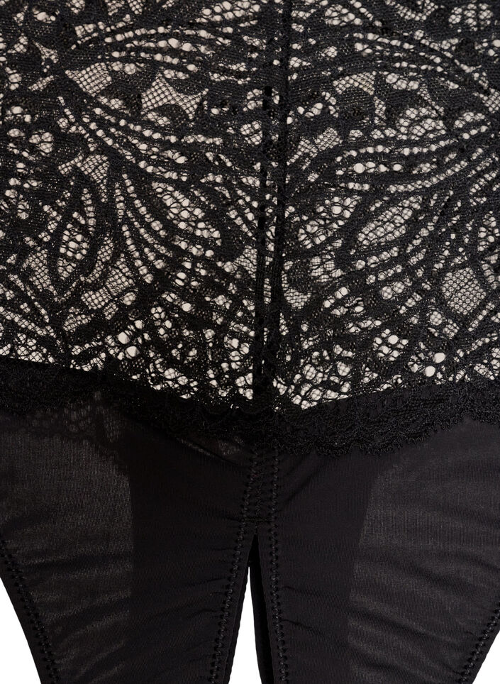 Offener Hipster-String mit Spitze und hohem Bund, Schwarz, Packshot image number 2