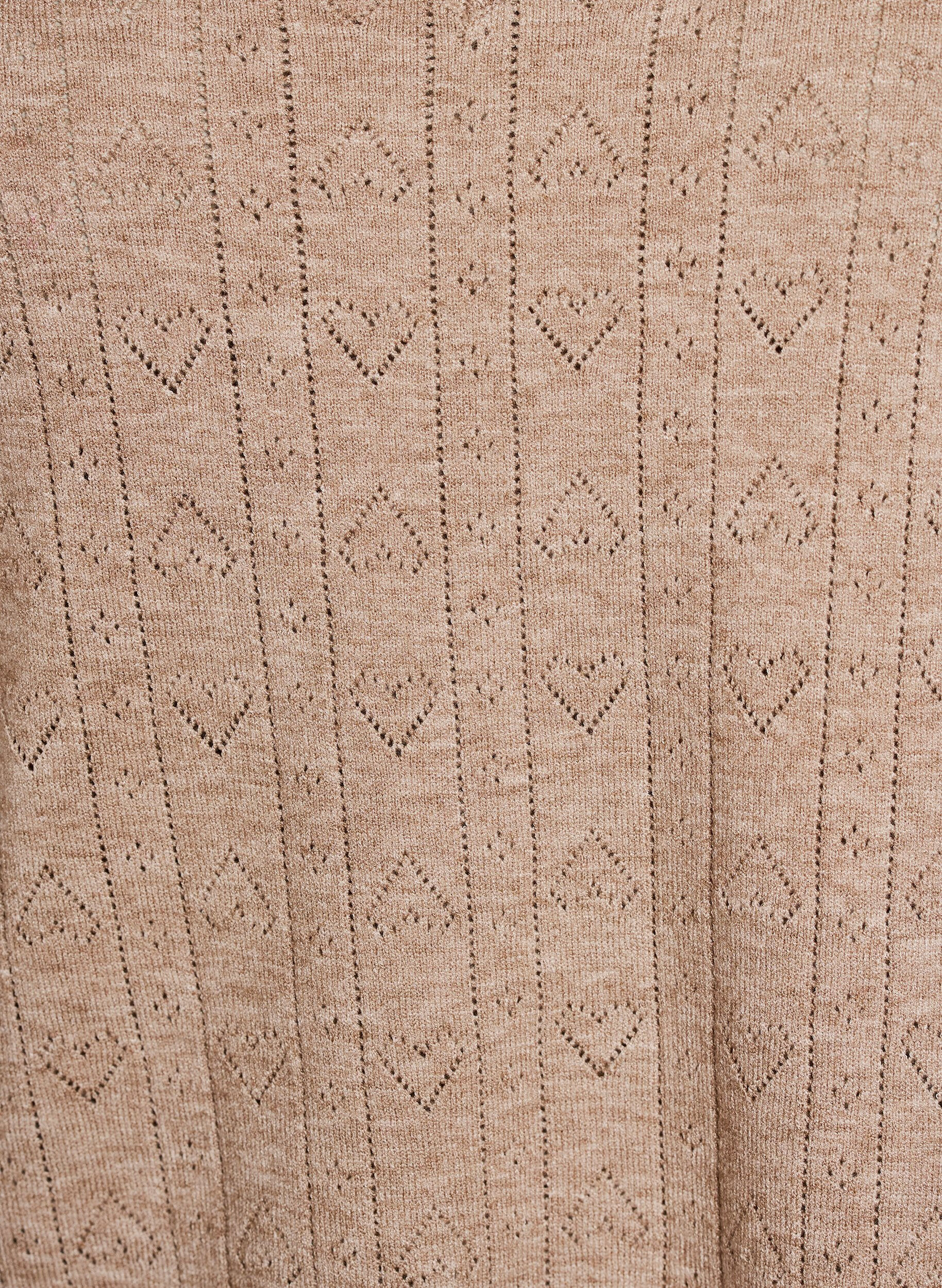 ZizziKurz&auml;rmelige Bluse aus Strick mit Pointelle-Muster, Beige, Packshot image number 2
