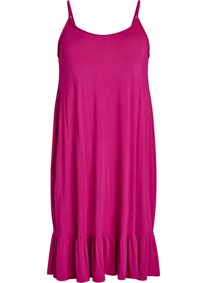 Strandkleid aus Viskose mit geflochtenen Tr&auml;gern, Pink, Packshot image number 0
