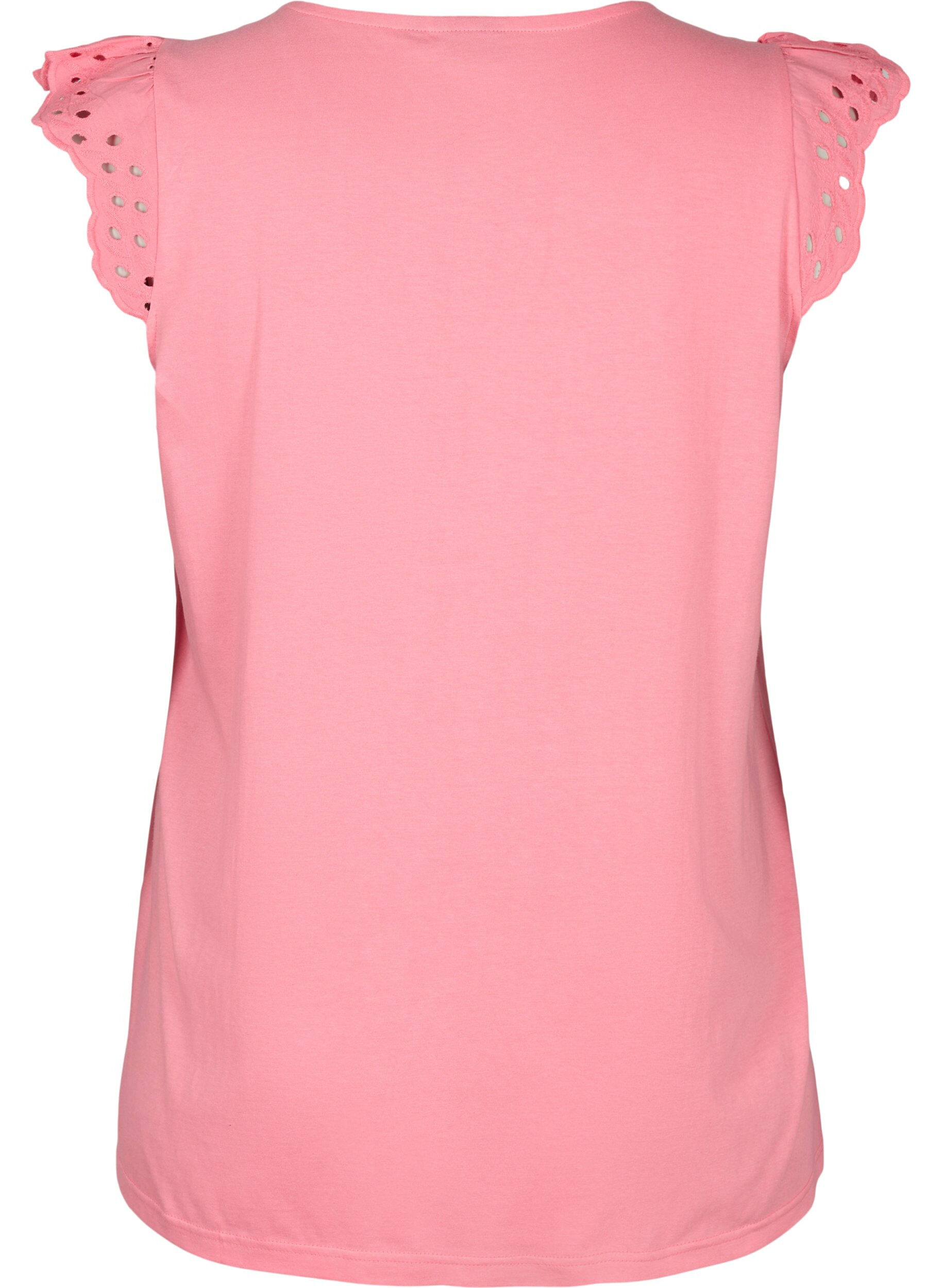 ZizziT-Shirt aus Bio-Baumwolle mit Lochstickerei, Strawberry Pink , Packshot image number 1