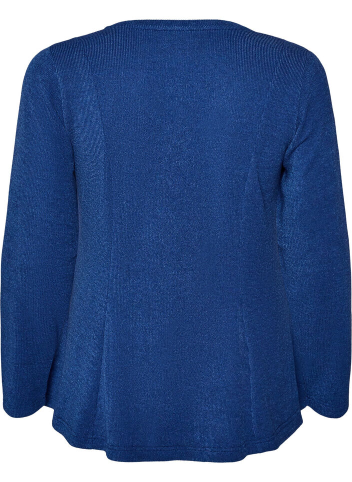 Bluse aus Jersey mit gerippter Struktur und A-Linien-Passform, Blau, Packshot image number 1