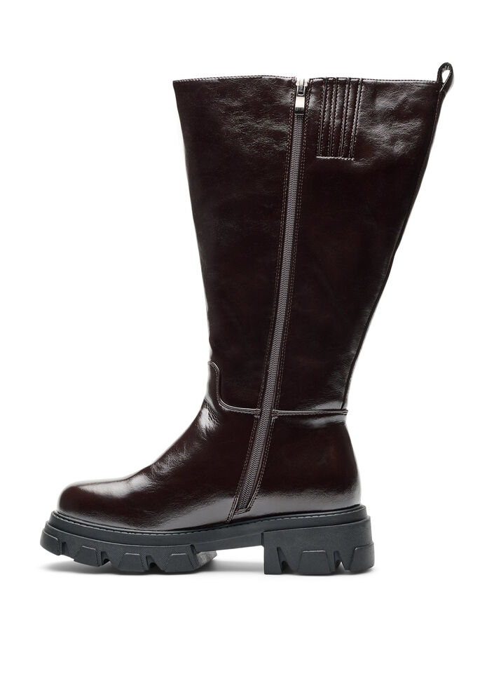 Langschaftstiefel mit leichter Knitteroptik, Braun, Packshot
